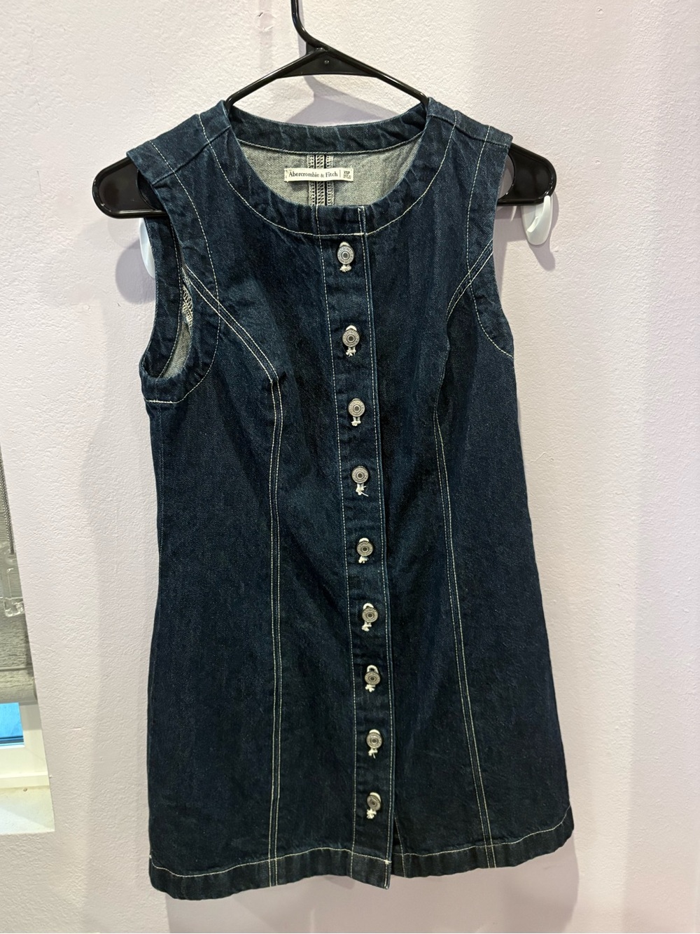 Abercrombie and Fitch Dark Blue Denim Button-Front Sleeveless Dress XSP